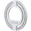 Guess Orjinal Lisanslı Magsafe Şarj Özellikli Yazı Logolu Taşlı Yüzüklü Magnetik Stand - Gümüş