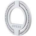 Guess Orjinal Lisanslı Magsafe Şarj Özellikli Yazı Logolu Taşlı Yüzüklü Magnetik Stand - Gümüş