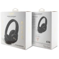 Guess Orjinal Lisanslı PU 4G Desenli Metal Yazı Logolu Tone On Tone Kulak Üstü Bluetooth Kulaklık - Siyah