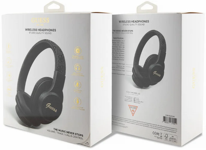 Guess Orjinal Lisanslı PU 4G Desenli Metal Yazı Logolu Tone On Tone Kulak Üstü Bluetooth Kulaklık - Kahverengi
