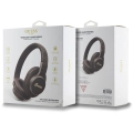 Guess Orjinal Lisanslı PU 4G Desenli Metal Yazı Logolu Tone On Tone Kulak Üstü Bluetooth Kulaklık - Kahverengi
