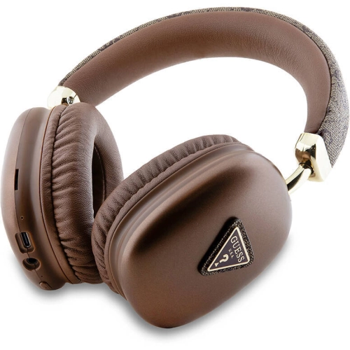 Guess Orjinal Lisanslı PU 4G Desenli Üçgen Logolu Kulak Üstü Bluetooth Kulaklık - Siyah