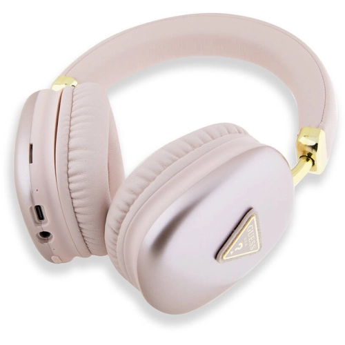 Guess Orjinal Lisanslı PU 4G Desenli Üçgen Logolu Kulak Üstü Bluetooth Kulaklık - Siyah