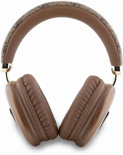 Guess Orjinal Lisanslı PU 4G Desenli Üçgen Logolu Kulak Üstü Bluetooth Kulaklık - Kahverengi