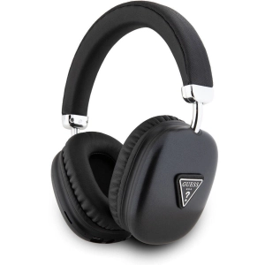 Guess Orjinal Lisanslı PU 4G Desenli Üçgen Logolu Kulak Üstü Bluetooth Kulaklık - Siyah