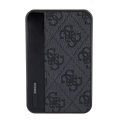 Guess Orjinal Lisanslı PU Deri 4G Desenli Metal Yazı Logolu Powerbank 5000mAh - Siyah