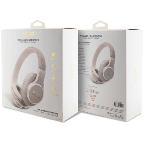 Guess Orjinal Lisanslı Script Gold Serisi Metal Yazı Logolu 4G Desenli Bluetooth Kulaklık - Siyah