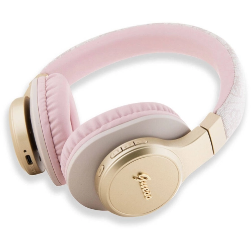 Guess Orjinal Lisanslı Script Gold Serisi Metal Yazı Logolu 4G Desenli Bluetooth Kulaklık - Kahverengi