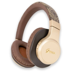 Guess Orjinal Lisanslı Script Gold Serisi Metal Yazı Logolu 4G Desenli Bluetooth Kulaklık - Kahverengi