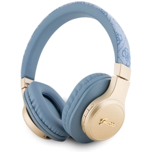 Guess Orjinal Lisanslı Script Gold Serisi Metal Yazı Logolu 4G Desenli Bluetooth Kulaklık - Mavi