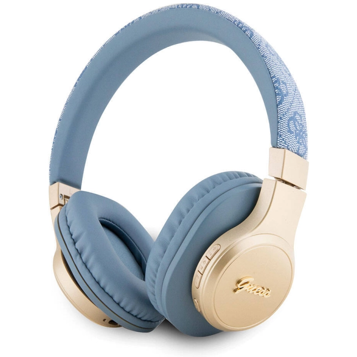 Guess Orjinal Lisanslı Script Gold Serisi Metal Yazı Logolu 4G Desenli Bluetooth Kulaklık - Mavi