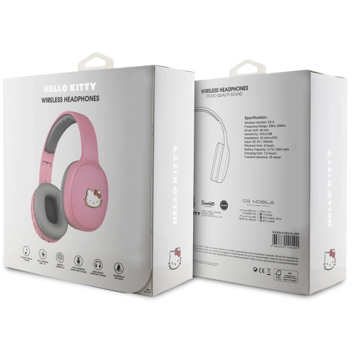 Hello Kitty Orjinal Lisanslı Ayarlanabilir Metal Kitty Logolu Oval Bluetooth 5.3 Kulaklık - Siyah