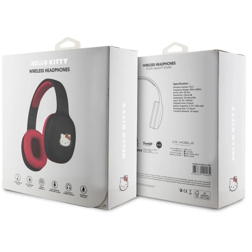 Hello Kitty Orjinal Lisanslı Ayarlanabilir Metal Kitty Logolu Oval Bluetooth 5.3 Kulaklık - Siyah
