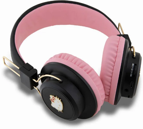 Hello Kitty Orjinal Lisanslı Ayarlanabilir Metal Kitty Logolu Yuvarlak Bluetooth 5.3 Kulaklık - Siyah