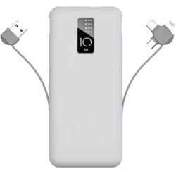 Hızlı Şarj Led Göstergeli Zore PW-05 Micro Lightning Type-C Kablolu Taşınabilir Powerbank 10000mAh - Beyaz