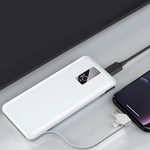 Hızlı Şarj Led Göstergeli Zore PW-05 Micro Lightning Type-C Kablolu Taşınabilir Powerbank 10000mAh - Siyah