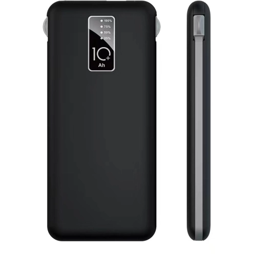 Hızlı Şarj Led Göstergeli Zore PW-05 Micro Lightning Type-C Kablolu Taşınabilir Powerbank 10000mAh - Siyah