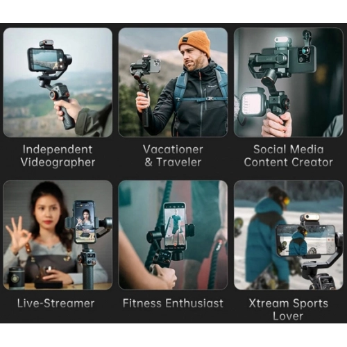 Hohem iSteady M6 3 Eksenli El Tipi AI Yapay Zeka Görüş Sensörlü Gimbal Stabilizatör - Siyah