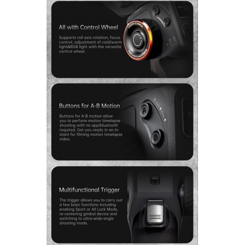 Hohem iSteady M6 3 Eksenli El Tipi AI Yapay Zeka Görüş Sensörlü Gimbal Stabilizatör - Siyah