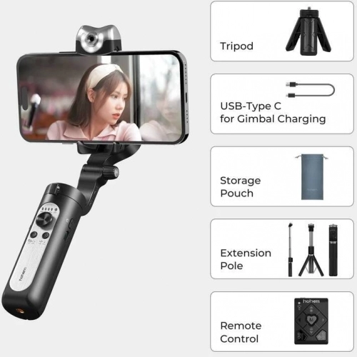 Hohem iSteady VS2 3 Eksenli El Tipi AI Yapay Zeka Görüş Sensörlü Gimbal Stabilizatör - Siyah