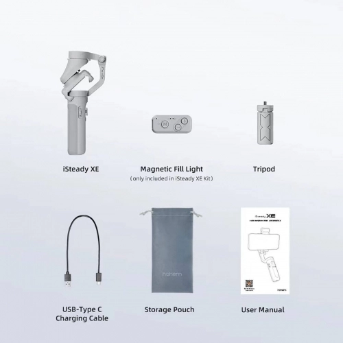 Hohem iSteady XE 3 Eksenli El Tipi Led Işıklandırma Aparatlı Gimbal Stabilizatör - Gri