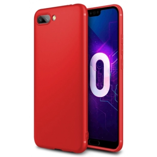 Honor 10 Kılıf İnce Soft Mat Renkli Esnek Silikon Kapak - Kırmızı