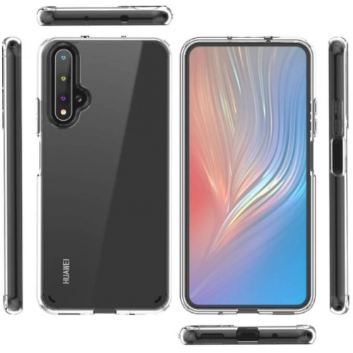 Honor 20 Kılıf Korumalı Kenarları Silikon Arkası Sert Coss Kapak  - Şeffaf