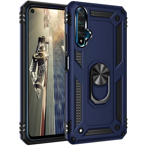 Honor 20 Kılıf Silikon Zırhlı Standlı Yüzüklü Mıknatıslı Tank Kapak - Lacivert