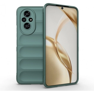 Honor 200 Kılıf Esnek TPU Oyuklu Arka Yüzey Tasarımlı Zore Etnik Silikon Kapak - Koyu Yeşil