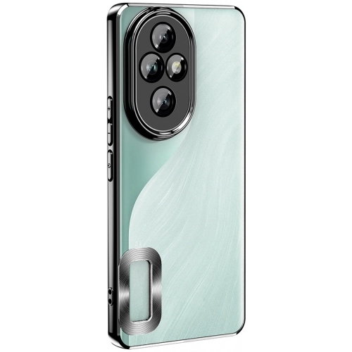 Honor 200 Kılıf Kamera Lens Korumalı Şeffaf Renkli Logo Gösteren Parlak Kapak - Gold