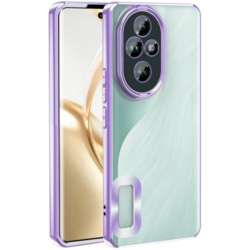 Honor 200 Kılıf Kamera Lens Korumalı Şeffaf Renkli Logo Gösteren Parlak Kapak - Lila