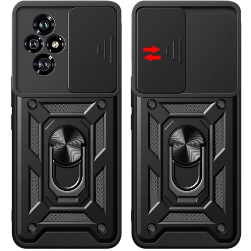 Honor 200 Kılıf Zırhlı Standlı Silikon Sürgülü Kamera Korumalı Tank Kapak - Mavi