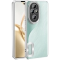 Honor 200 Pro Kılıf Kamera Lens Korumalı Şeffaf Renkli Logo Gösteren Parlak Kapak - Gümüş