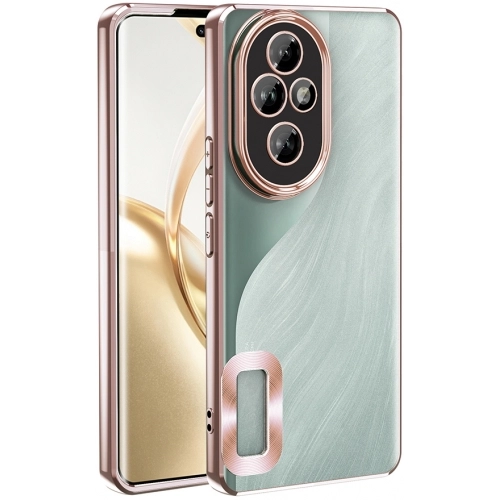Honor 200 Pro Kılıf Kamera Lens Korumalı Şeffaf Renkli Logo Gösteren Parlak Kapak - Rose Gold