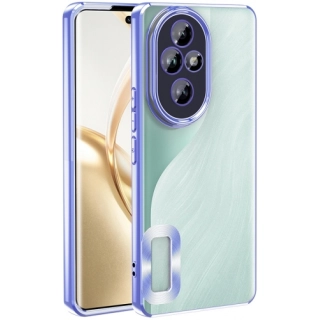Honor 200 Pro Kılıf Kamera Lens Korumalı Şeffaf Renkli Logo Gösteren Parlak Kapak - Sierra Mavi