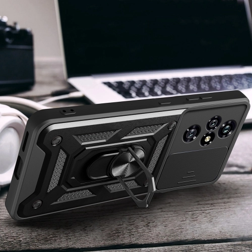 Honor 200 Pro Kılıf Zırhlı Standlı Silikon Sürgülü Kamera Korumalı Tank Kapak - Mavi