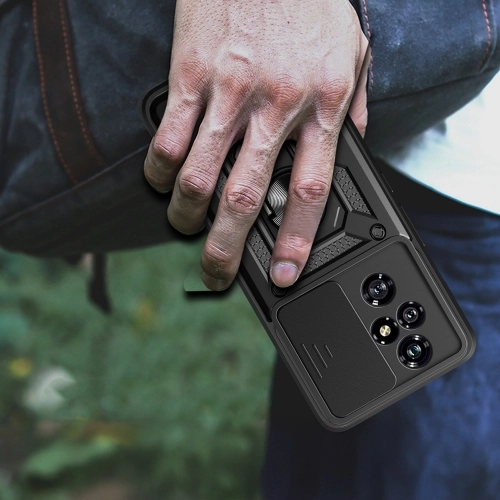 Honor 200 Pro Kılıf Zırhlı Standlı Silikon Sürgülü Kamera Korumalı Tank Kapak - Mavi