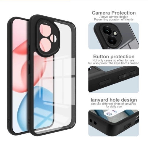 Honor 400 Kılıf Arkası Şeffaf Kenarları Silikon Lüks Roll Kapak - Siyah