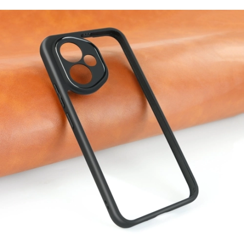 Honor 400 Kılıf Arkası Şeffaf Kenarları Silikon Lüks Roll Kapak - Siyah