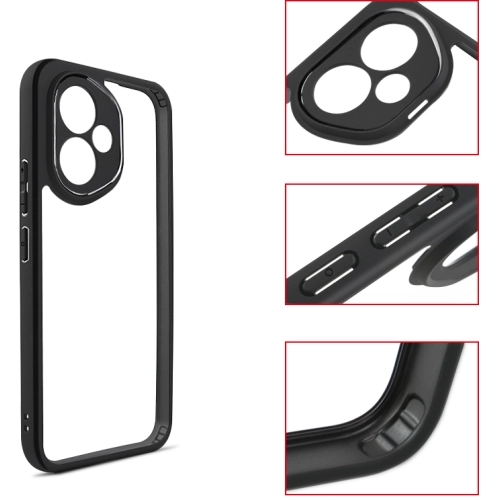 Honor 400 Kılıf Arkası Şeffaf Kenarları Silikon Lüks Roll Kapak - Siyah