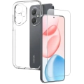 Honor 400 Kılıf Silikon Şeffaf Esnek Kapak ve Maxi Ekran Koruyucu Kırılmaz Cam Set - Şeffaf