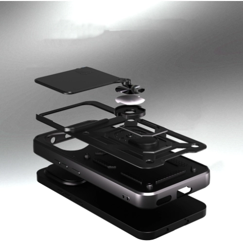 Honor 400 Kılıf Zırhlı Standlı Silikon Sürgülü Kamera Korumalı Tank Kapak - Mavi