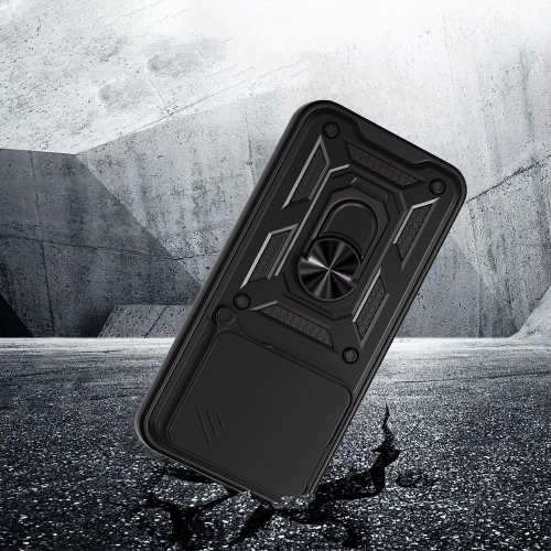 Honor 400 Kılıf Zırhlı Standlı Silikon Sürgülü Kamera Korumalı Tank Kapak - Mavi