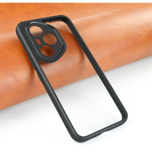 Honor 400 Pro Kılıf Arkası Şeffaf Kenarları Silikon Lüks Roll Kapak - Siyah