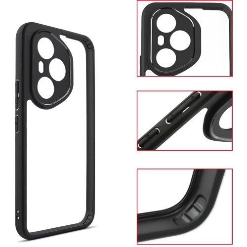 Honor 400 Pro Kılıf Arkası Şeffaf Kenarları Silikon Lüks Roll Kapak - Siyah