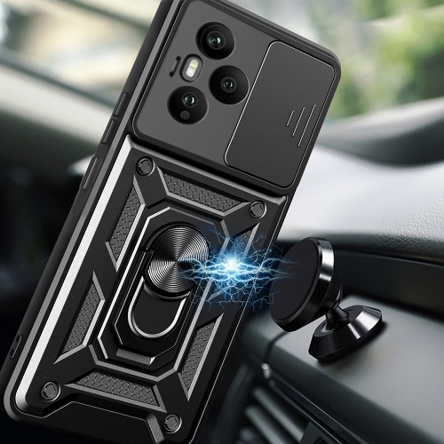 Honor 400 Pro Kılıf Zırhlı Standlı Silikon Sürgülü Kamera Korumalı Tank Kapak - Siyah