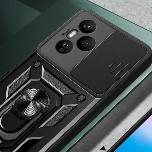 Honor 400 Pro Kılıf Zırhlı Standlı Silikon Sürgülü Kamera Korumalı Tank Kapak - Siyah