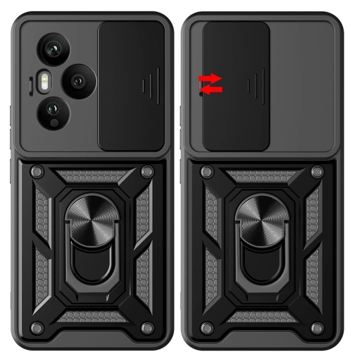 Honor 400 Pro Kılıf Zırhlı Standlı Silikon Sürgülü Kamera Korumalı Tank Kapak - Siyah