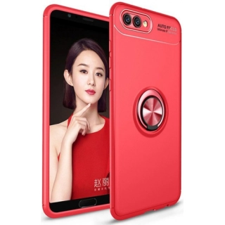 Honor 7s Kılıf Renkli Silikon Yüzüklü Standlı Auto Focus Ravel Kapak - Kırmızı