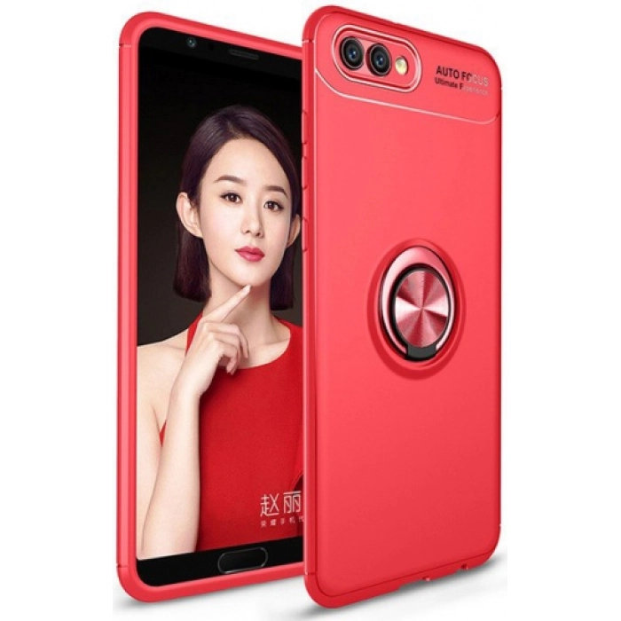 Honor 7s Kılıf Renkli Silikon Yüzüklü Standlı Auto Focus Ravel Kapak - Kırmızı